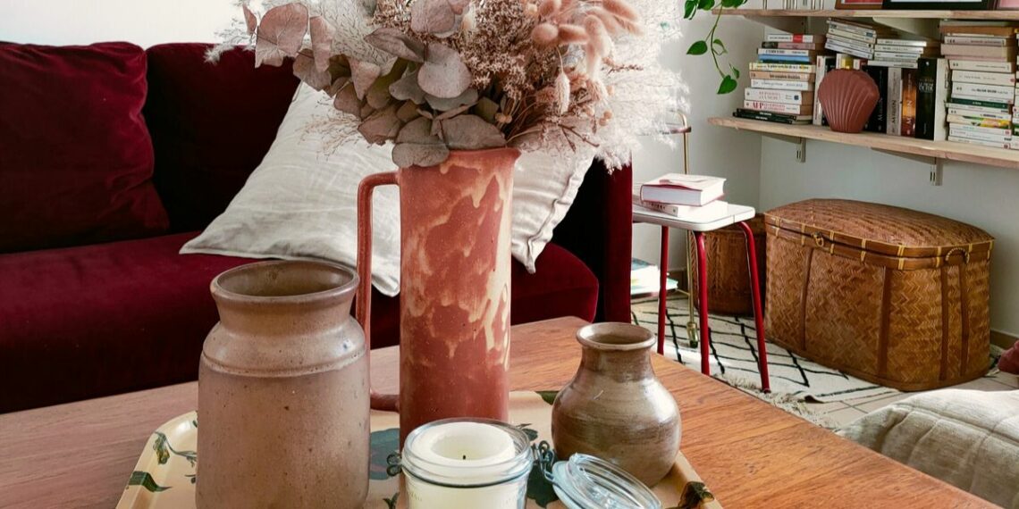 décoration automne vase chiné